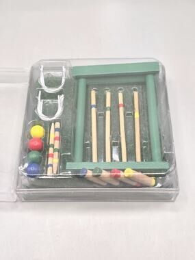 Vintage Desktop Croquet Game Set Mini Tabletop Wooden Executive Toy Flying Tiger